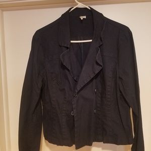 Casual Dark Blue Jacket with Buttons